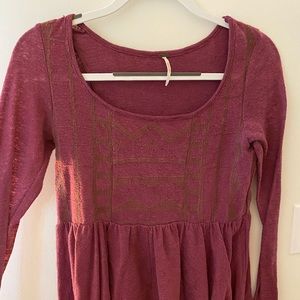 Free People maroon long sleeve peplum top